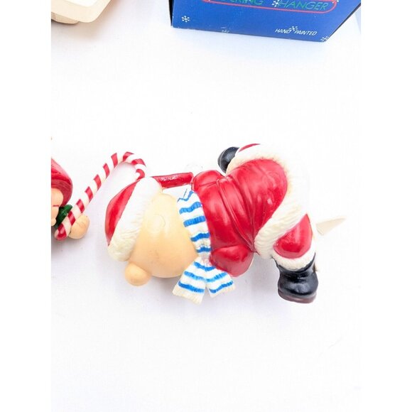 Set Of 3 Christmas Stocking Hangers Small Racoon, Elf And Bear - Picture 9 of 16